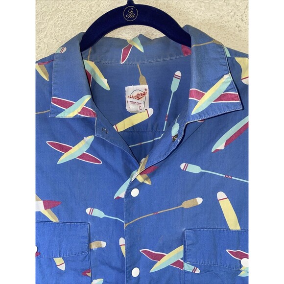 Merona Sport Paddle Board Oars Row Surf Snap Shirt 80s 90s L vintage lake beach - Picture 4 of 10